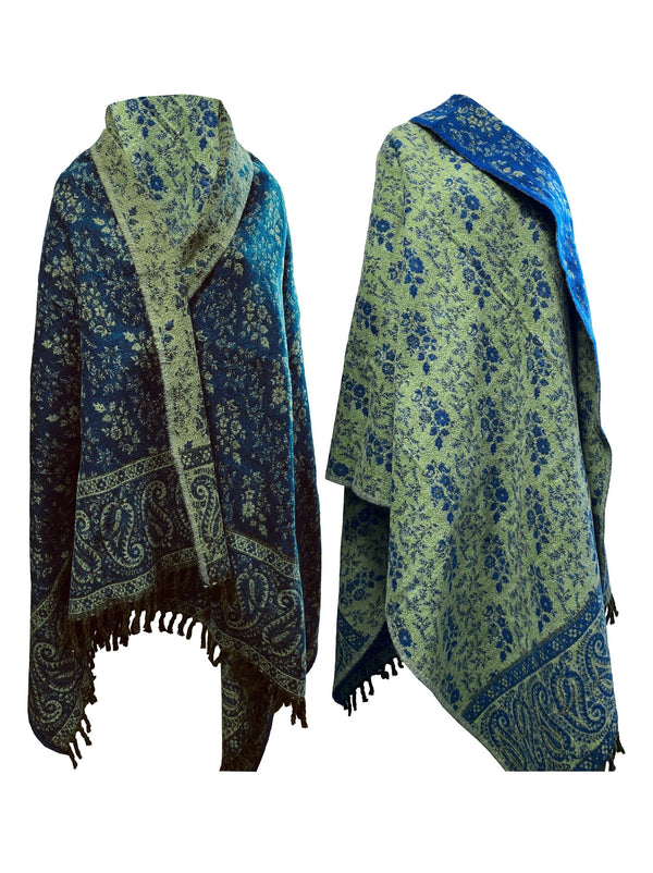 BLUE LUXURY HANDMADE soft floral Scarf Yak Wool comfortable scarf Shawl Blanket stole unisex Travel Wrap Meditation Soft Shawl special Gift